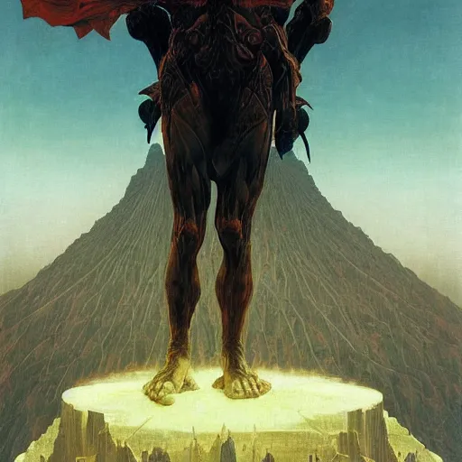 Prompt: portrait of immense, majestic, surreal, terrifying yosh from nintendo standing triumphant over the city, perfectly clear face, by j. c. leyendecker, bosch, and beksinski