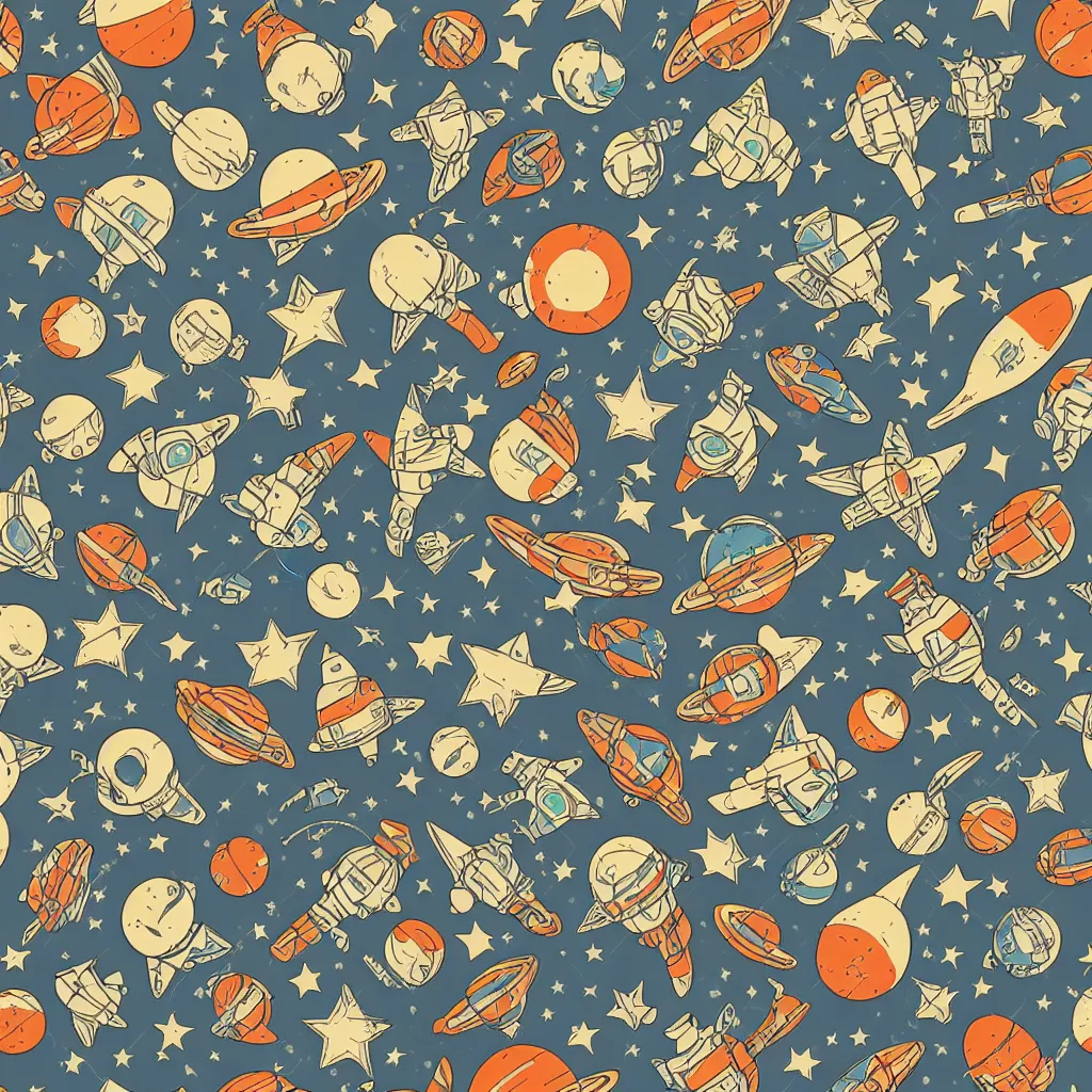 Image similar to cosmonaut retro pattern seamless texture