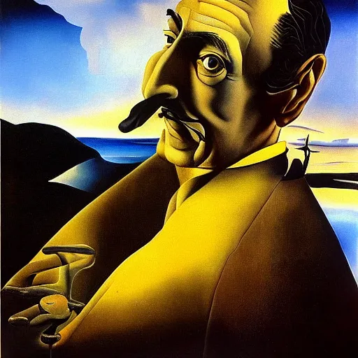 Image similar to painting of Salvador Dali by Salvador Dali , highly detailed, 8k, cinematic,