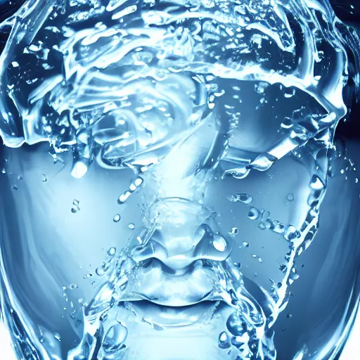 Prompt: small logo icon of a human head made of water, water manipulation, hyper realistic, ray tracing, realistic water splashes, sharp focus, 8 k resolution