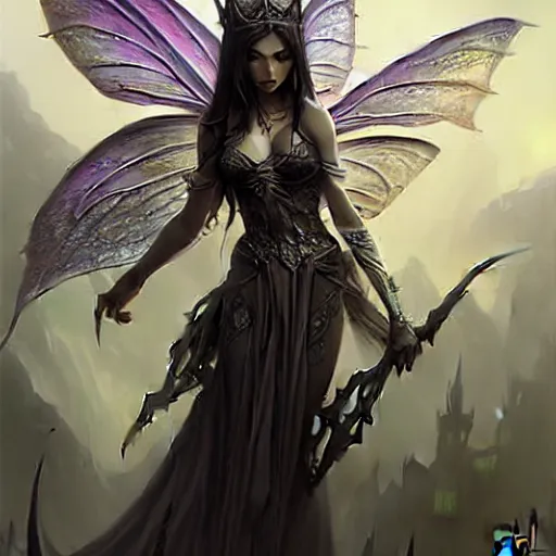 Prompt: d & d concept art matte painting fairy in the style of stefan kostic, realistic, sharp focus, 8 k high definition, insanely detailed, intricate, mysterious, art by stanley lau and artgerm and luis royo