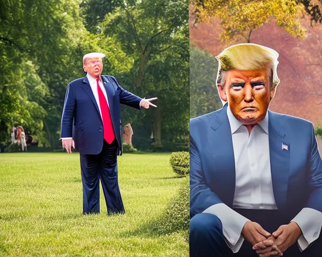 Prompt: award winning 5 5 mm portrait photo of trump as songok, in a park by stefan kostic.