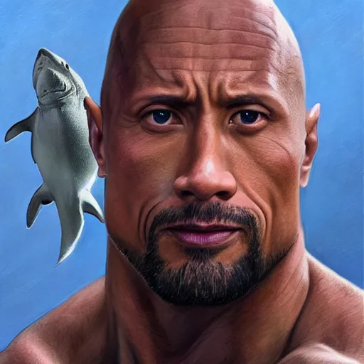 Prompt: dwayne johnson with a shark head | shark half man with a large scar across his eye | cinematic lighting | award - winning | closeup portrait | by donato giancola and mandy jurgens and charlie bowater | featured on artstation | pencil sketch