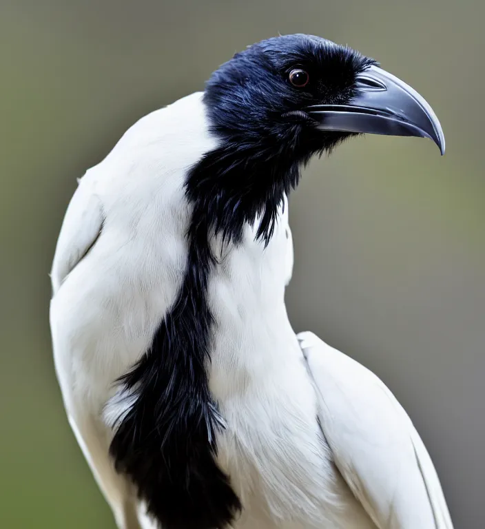 Prompt: raven bird in white coat