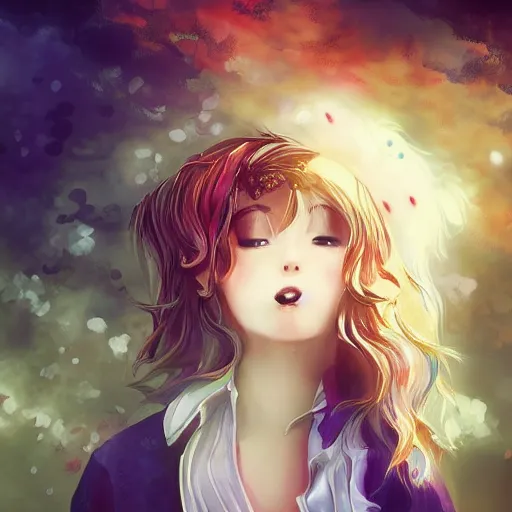 Prompt: portrait of cartoon anime Candy Candy, amazing splashscreen artwork, splash art, head slightly tilted, natural light, elegant, intricate, fantasy, atmospheric lighting, cinematic, matte painting, by Kyoko Mizuki