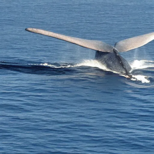 Prompt: a photo of a blue whale coming up for air photography