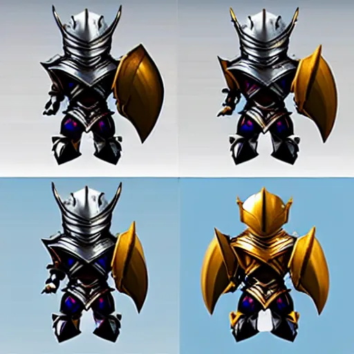 Image similar to lovey armor knight with Fornt, back. Left, Right Concept. style as Nendoroid