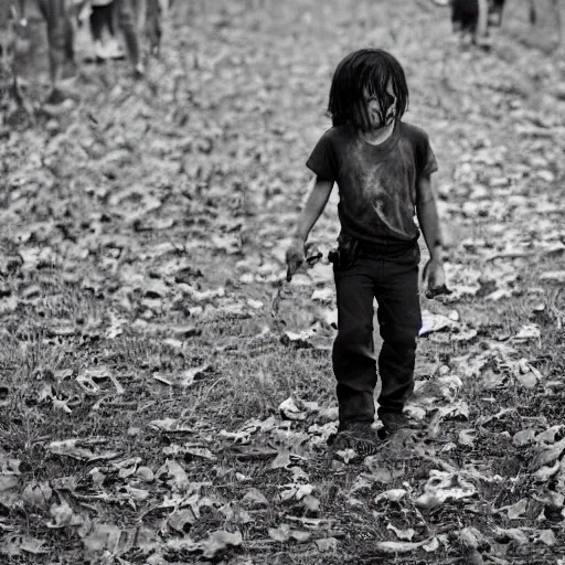 Prompt: the walking dead, 85mm pentax k1000, f 1/3, award winning photography