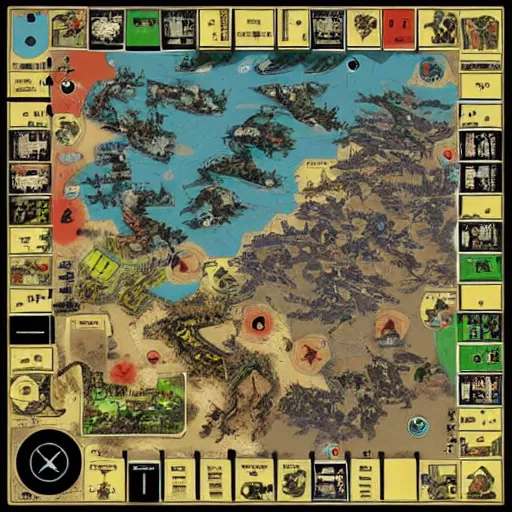 Prompt: a ww 2 historical wargame, boardgame board, by dan mumford, vibrant colors