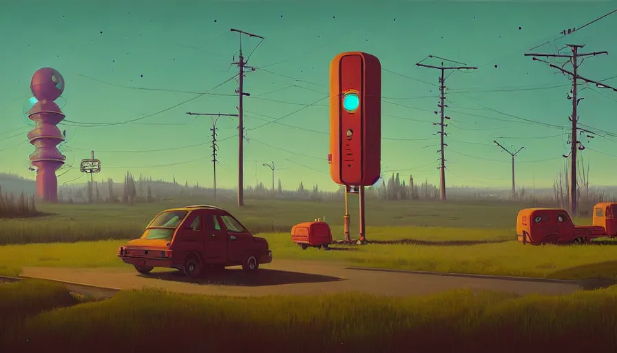 Image similar to the two complementary forces that make up all aspects and phenomena of life, by simon stalenhag