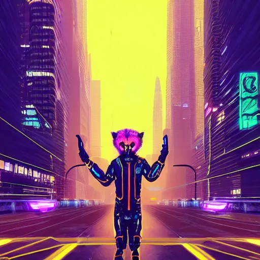 Prompt: a beautiful commission portrait of a male anthro cheetah wearing a neon jacket,futuristic,detailed face,mohawk,cyberpunk city,deviantart,artstation,art by greg rutkowski,ross tran,professional lighting,neon city,night,raytracing,highly realistic,4k,dramatic,hyperrealism