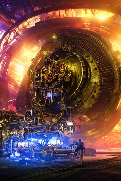 Prompt: a movie poster, the letters tripmachine, realistic digital art, 3 d render of a huge futuristic steampunk generator inside a steampunk machinery, 8 k, fluorescent colors, halluzinogenic, multicolored, exaggerated detailed, unreal engine