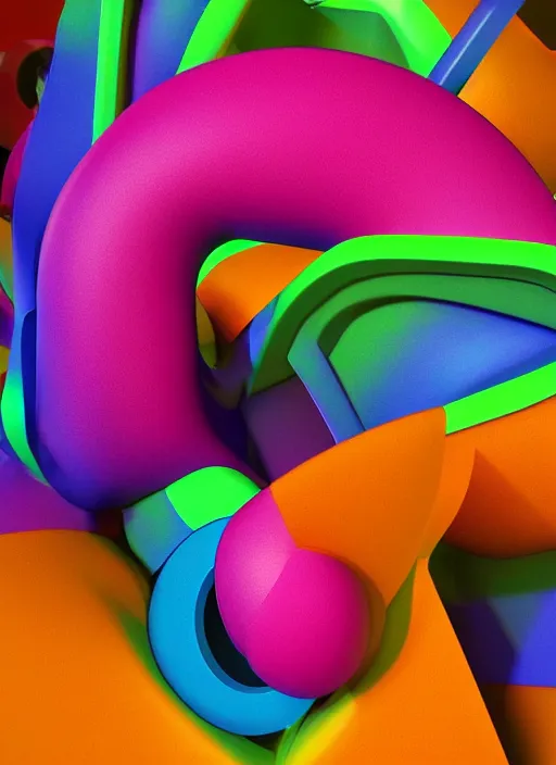 Image similar to : hyperbolic abstract colorful art installation zbrush vr dalle2 macro lens 3d render unity unrealengineoctane