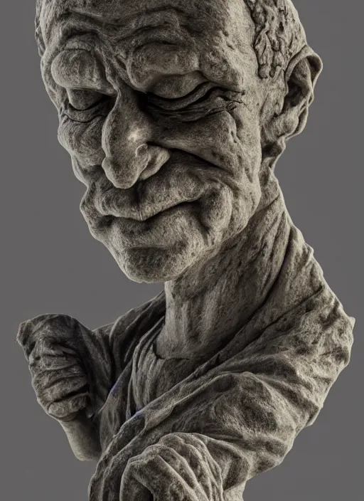 Image similar to a sculpture of a content moon man, by sergio bustamante, 8 k resolution