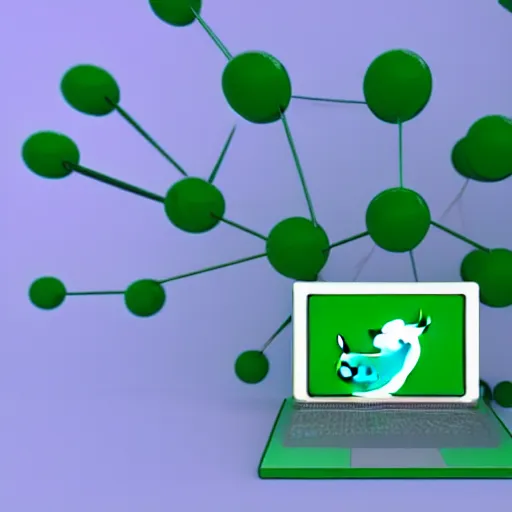 Image similar to a profile picture of a twitter account about stable diffusion featuring a green color palette and 3 d rendered computer