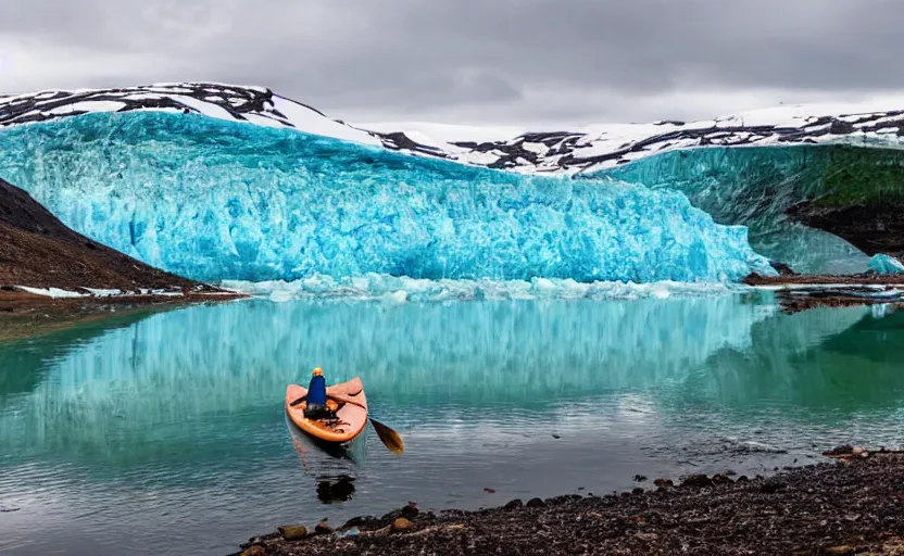 Image similar to canoeing through a lake of glaciers in iceland