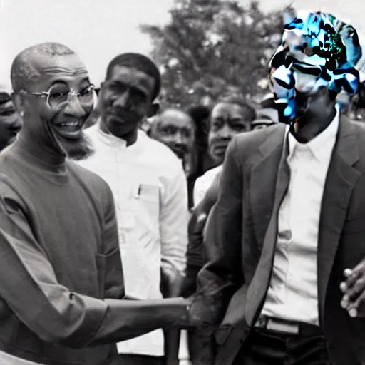 Prompt: Barack Obama having a rap battle against Ghandi, historical photo, 1962