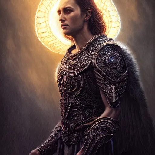 Image similar to Portrait of Archangel Michael, intricate, epic, elegant, menacing, fantasy, highly detailed, digital painting, hard focus, beautiful volumetric lighting, epic light, ultra detailed, by Leesha Hannigan, Ross Tran, Thierry Doizon, Kai Carpenter, Ignacio Fernández Ríos