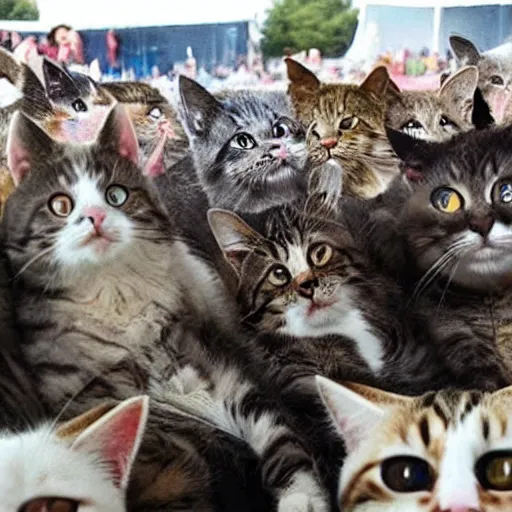 Image similar to a horde of cats on a metal festival