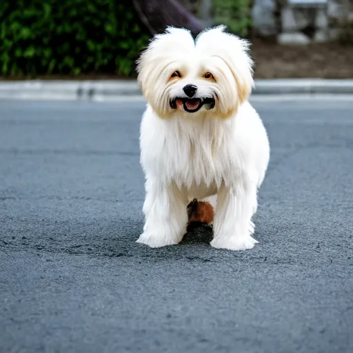 Prompt: a cream-colored Havanese dog dressed Godzilla, Leica 35mm, 4K