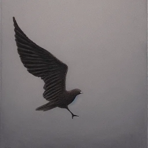 Image similar to bird by Zdzisław Beksiński, oil on canvas