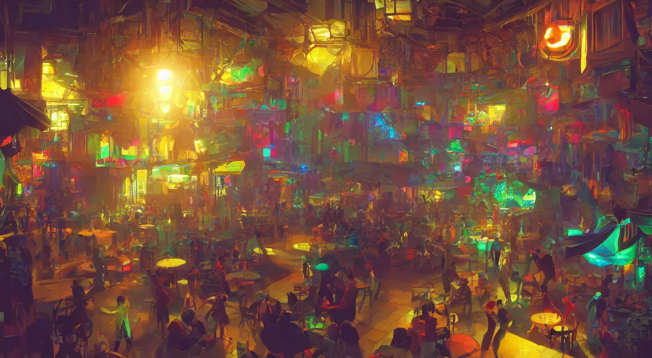 Image similar to bazaar zouk oriantal multicolorful sky shine place mosquet painting stylized digital video game icon global illumination ray tracing 8 k hd resolution, by ilya kuvshinov and cushart krentz and gilleard james