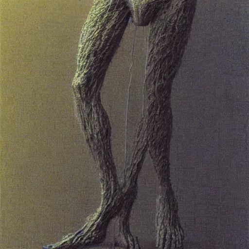 Image similar to a man made of wire, by beksinski and wayne barlowe,