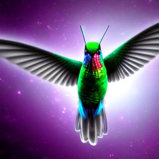 Image similar to ultra realistic cyber!!! hummingbird