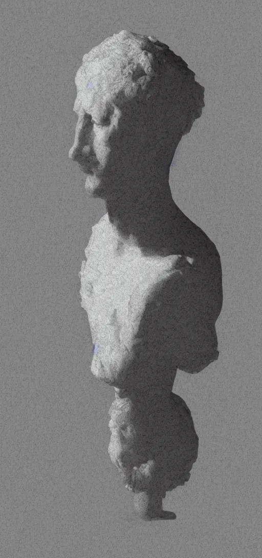 Image similar to a digital artwork of a human bust with their head being an impossible geometry, 4K, impressionist painting,