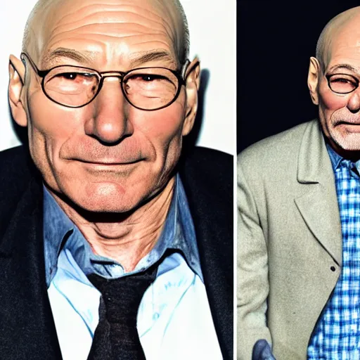 Image similar to patrick stewart as seth rogan