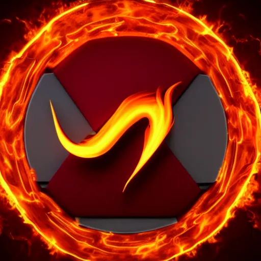 Image similar to a red and pink logo with a fire symbol on it, a computer rendering by baioken eishun, polycount, superflat, 3 d, ue 5, 3 2 k uhd