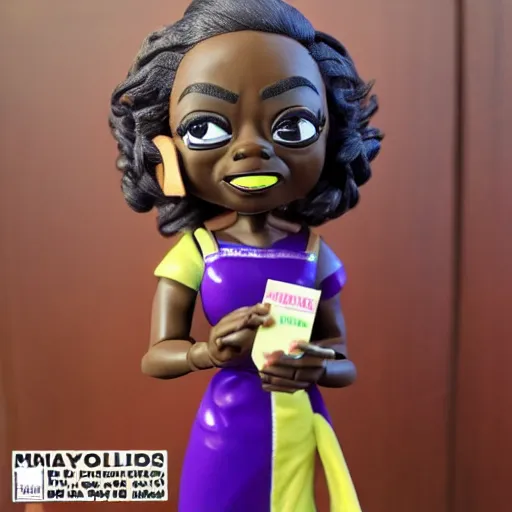 Prompt: viola davis cosplay maya angelou, stop motion vinyl action figure, plastic, toy, butcher billy style