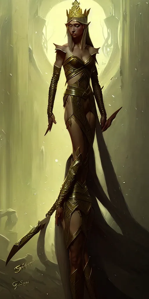 Image similar to an elf queen, digital art, highly detailed, elegant, art by serafleur and greg rutkowski