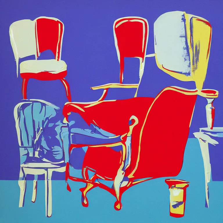 Image similar to Pop-art painting of an armchair