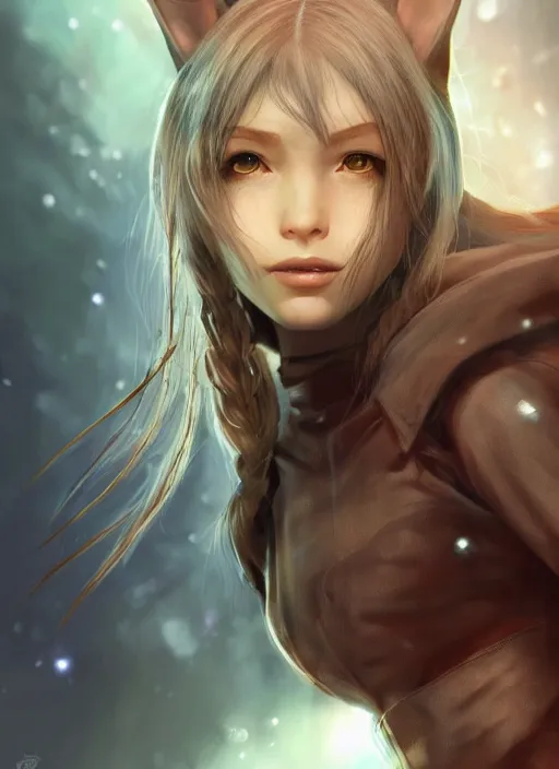 Image similar to detailed still of holo from spice and wolf in fallout, wolfgirl, detailed realistic face, digital art, by charlie bowater, by magali villeneuve, gorgeous lighting, unreal engine, movie composition