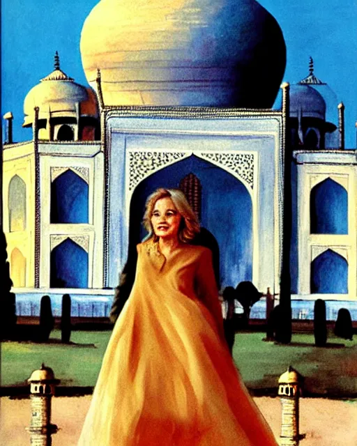 Image similar to tuesday weld visits the taj mahal by rudolph belarkski, by glen orbik, by robert maguire, by margaret brundage