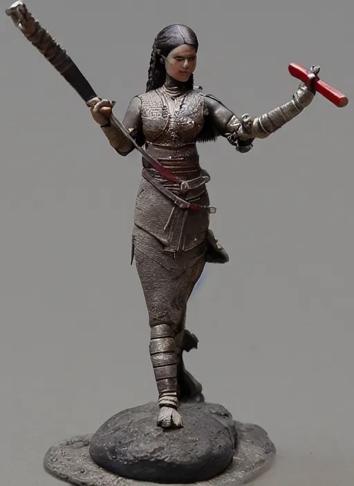 Prompt: Images on the store website, eBay, Miniature of a Female Ancient Warrior with a Sword