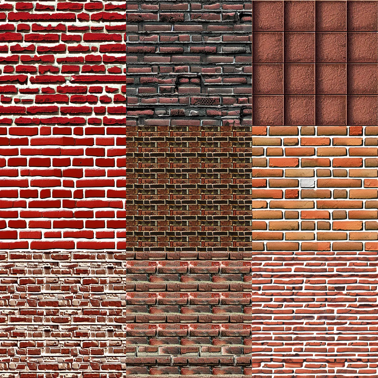 Prompt: seamless normal map brick texture atlas, 1024 by 1024