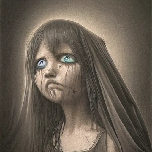 Image similar to a hyperrealistic painting of a beautiful gothic princess crying tears of blood, by John Kenn Mortensen, vivid color, highly detailed,