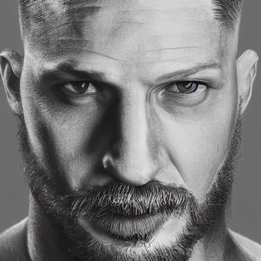 Image similar to ultra realistic portrait of Tom Hardy, detailed, 8K, sketch style,
