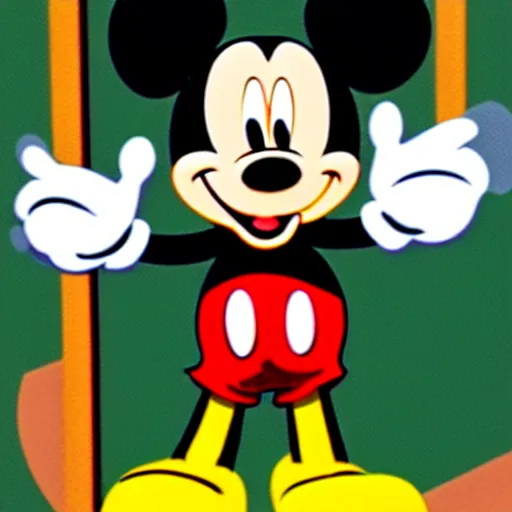 Prompt: Mickey Mouse smoking a big joint. He's stoned. His eyes are bloodshot