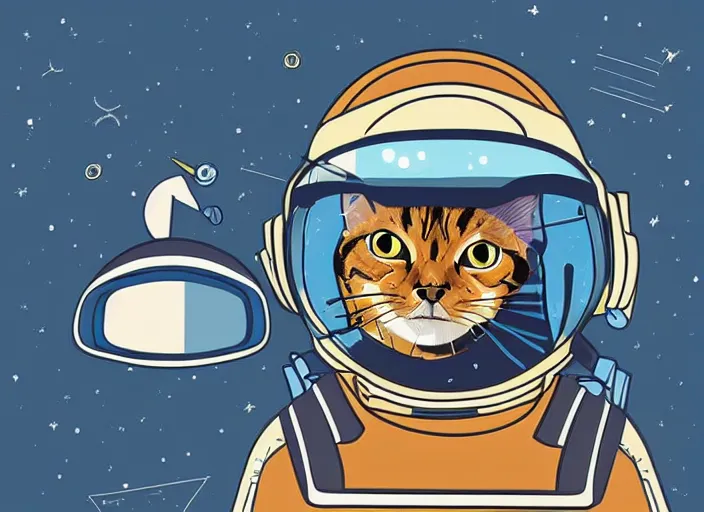 Prompt: digital art vector cat wearing space helmet scifi!!! detailed wallpaper trending on artstation