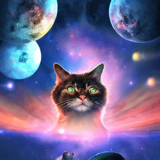 Prompt: cat in space, unreal engine, digital, artstation, detailed intricate illustration, heavenly atmosphere, digital art, overdetailed art, concept art, complementing colors, trending on artstation, cgstudio, the most beautiful image ever created, dramatic, subtle, details, award winning artwork, beautiful scenery