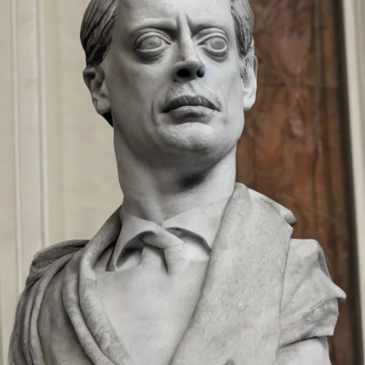 Prompt: a marmor statue of Steve Buscemi by Michelangelo