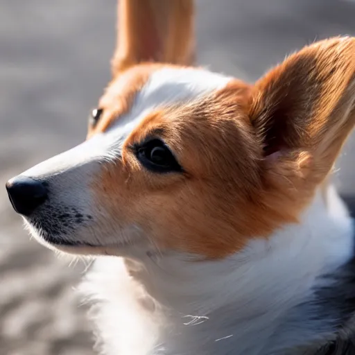 Prompt: a close up corgi made by smoke