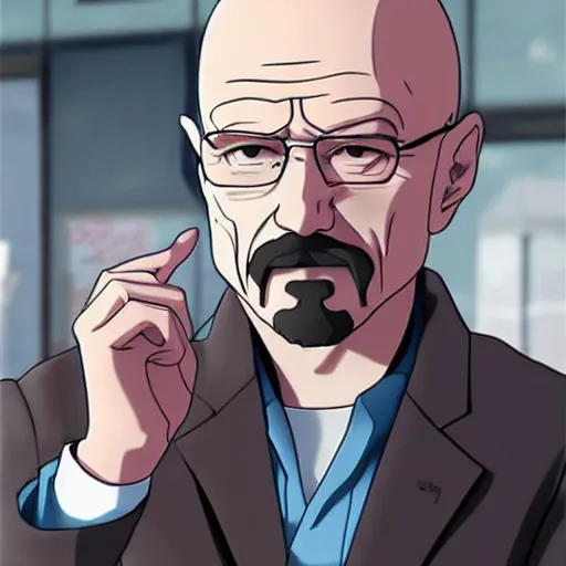 Prompt: walter white as an anime character