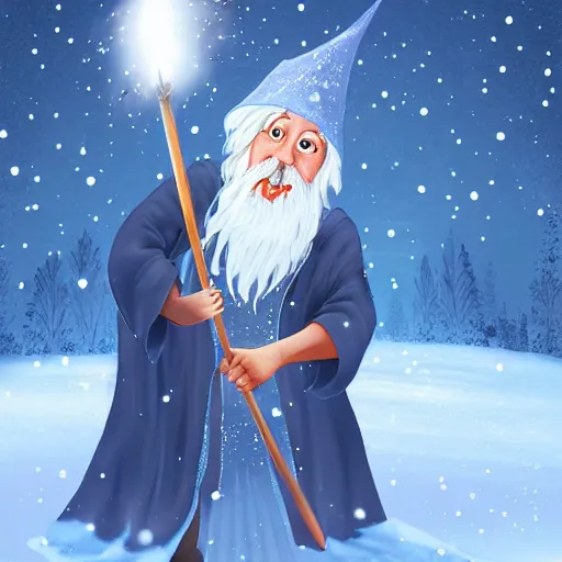 Image similar to A wizard casting a spell of ice and snow, digital art