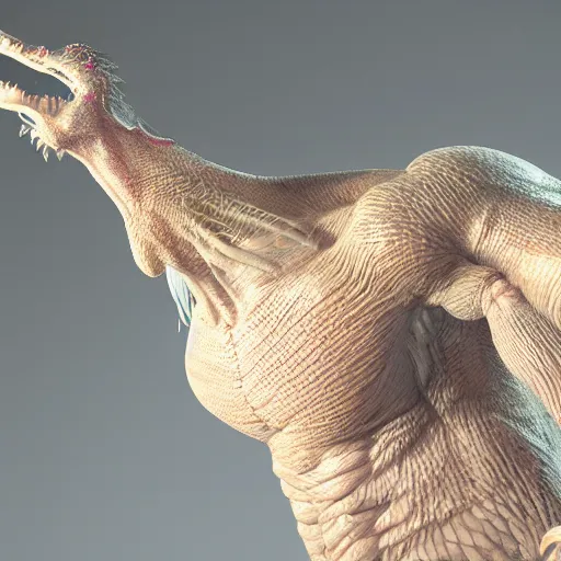 Prompt: Hyper realistic detailed 3D concept art render of a VFX creature on a film