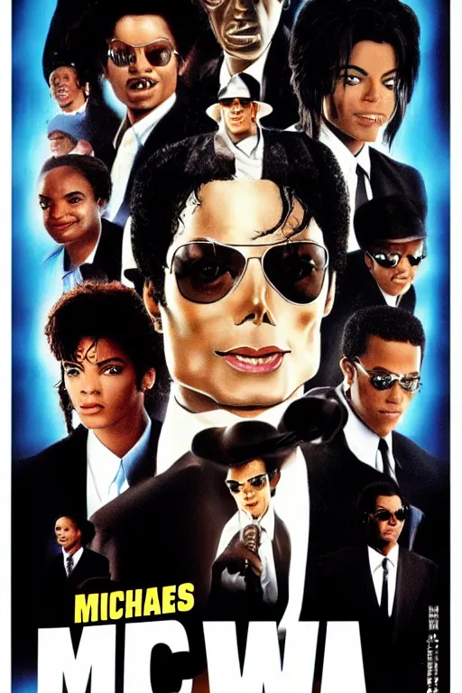 Image similar to 2006 Michael Jackson with short hair in Men in Black movie poster