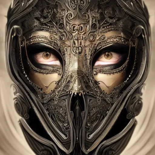 Image similar to Very very very very highly detailed epic photo of face with venetian mask, intricate, dystopian, sci-fi, extremely detailed, digital painting, artstation, concept art, smooth, sharp focus, illustration, intimidating lighting, incredible art by Artgerm